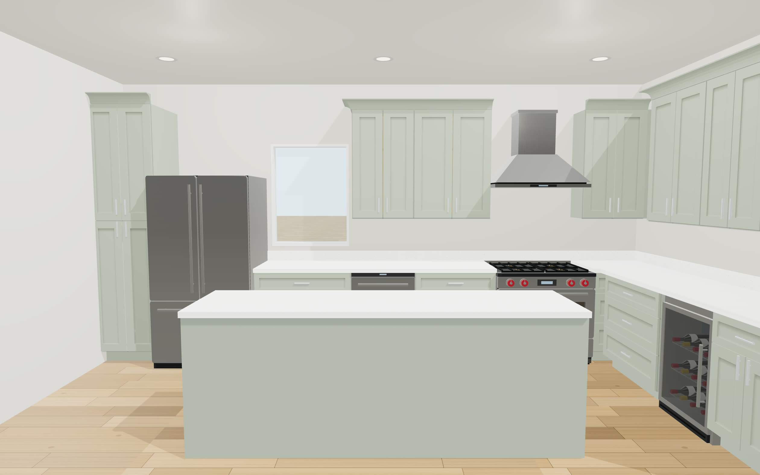 Photo-real 3D view of a full kitchen designed in CabinetStudio